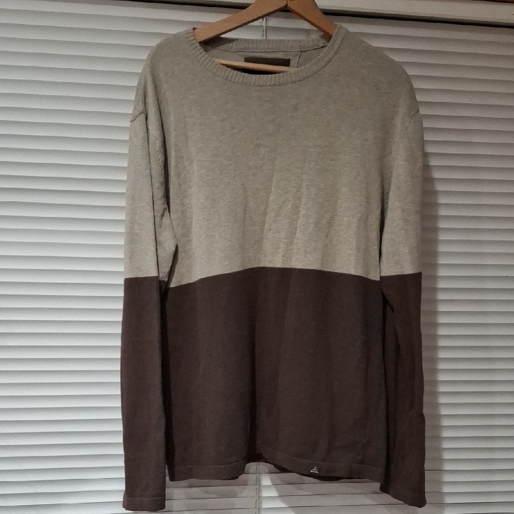 Prana Two-Tone Beige and Brown Long Sleeve Shirt